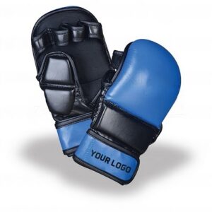 black and blue MMA Sparring Gloves PU Leather