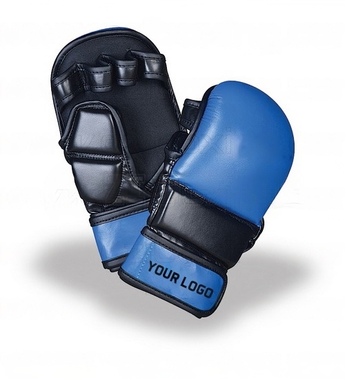 black and blue MMA Sparring Gloves PU Leather