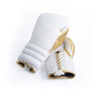 Custom made Boxing Sparring Gloves Lace Up White Gold