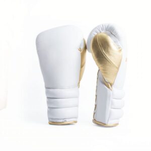 Custom Boxing Sparring Gloves Lace Up White Gold