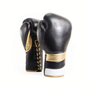 Custom Boxing Sparring Gloves Lace Up Black Gold
