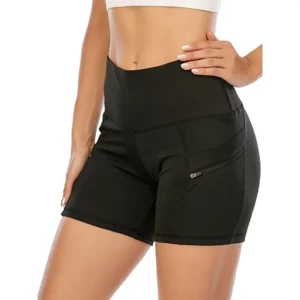 Athletic Women's Shorts Zipper Pockets Casual Tummy Control Sports Shorts